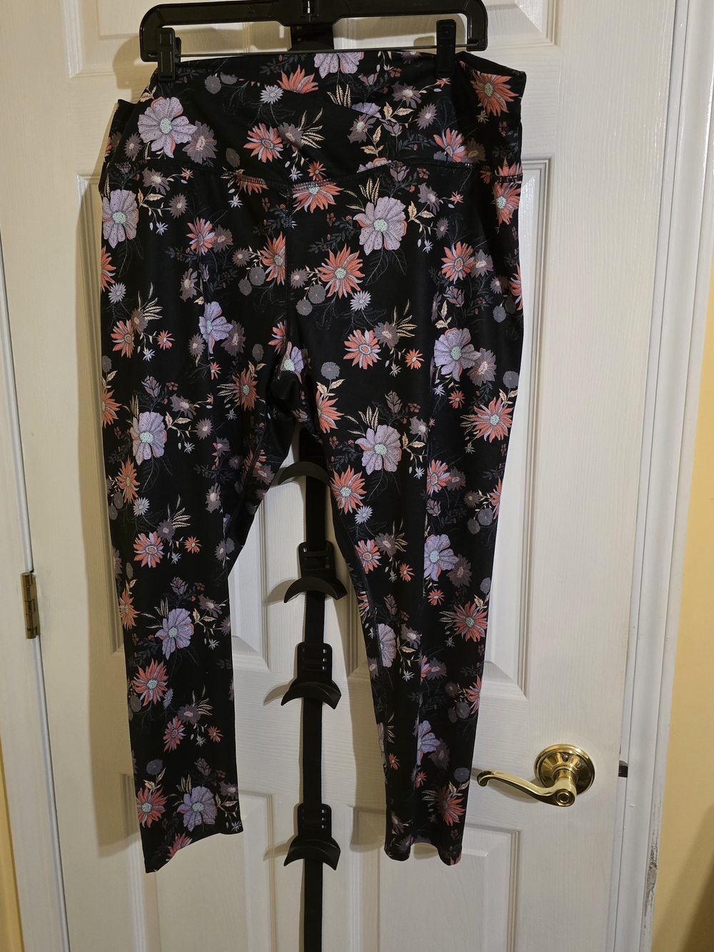 SO Black Leggings with Pink & Lavender Floral Print